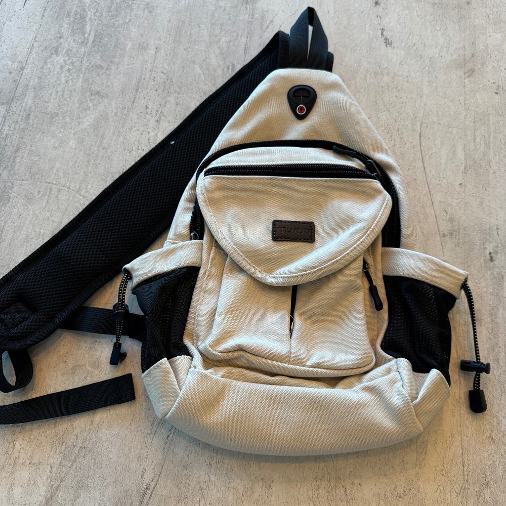 Mosiso Canvas Cream Color Sling Bag